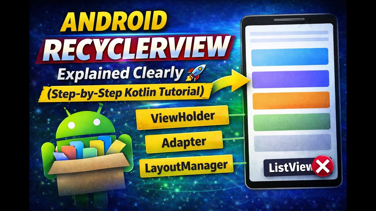 Android RecyclerView Explained Clearly 🚀 (Step-by-Step Kotlin Tutorial)RecyclerView  Complete Guide