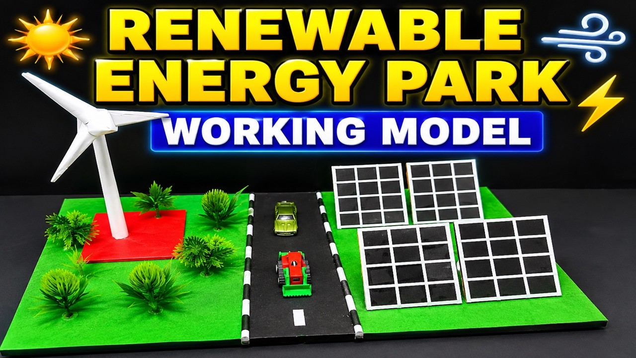 renewable energy park model (windmill and solar energy) making for science project | DIY pandit