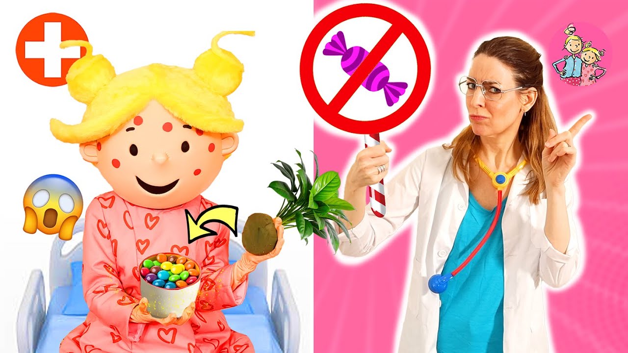 Zoete Zusjes Dokter Leert Janna Gezonde Gewoontes!🍎BETRAPT BIJ STIEKEM SNOEP ETEN!! ♥DeZoeteZusjes♥