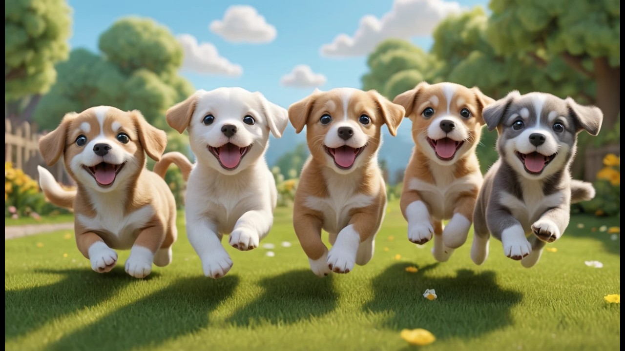 Five Little Puppies Bark Bark Bark | Playful Dog Song & Animal Rhymes for Kids