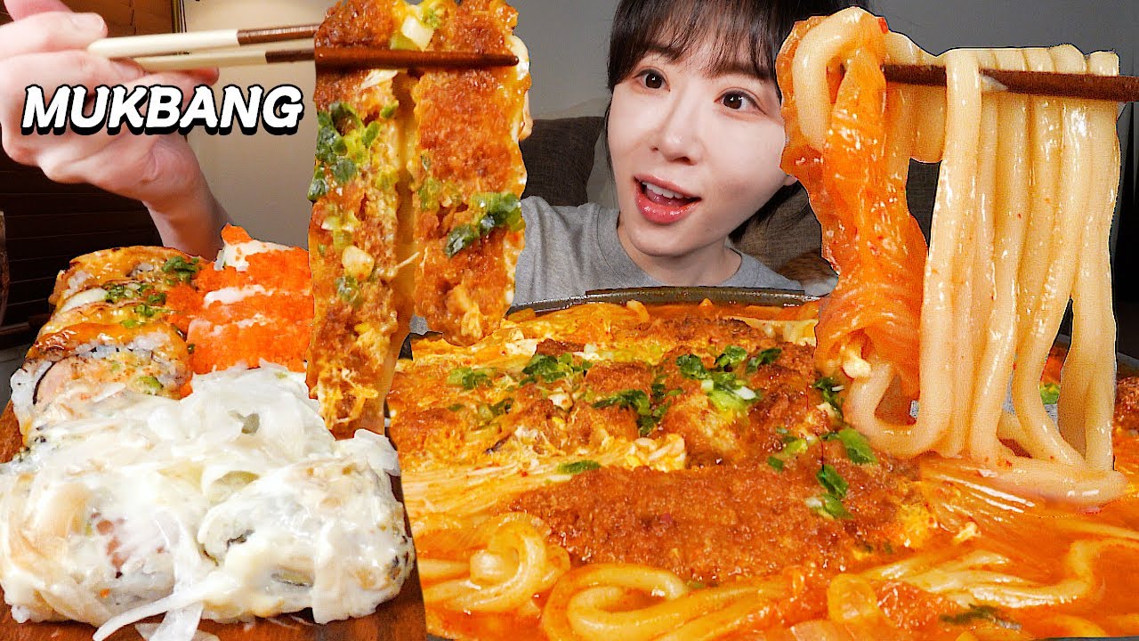 💗촉촉..😍 치즈 듬뿍 돈까스김치나베🍜 각종 캘리포니아롤 먹방❤️ Cheese Pork Cutlet Kimchi Hot pot, Assorted Rolls MUKBANG