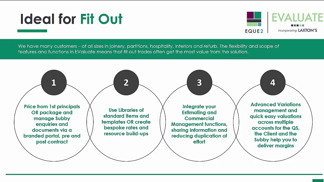 EValuate Estimating Software for Fit-out Companies