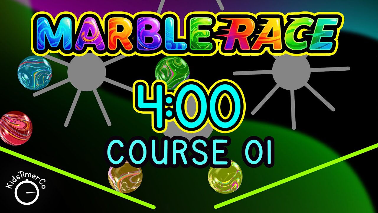 4 Minute Epic Marble Race Timer! 🏆🌈 Real 2D Simulation Visual Timer