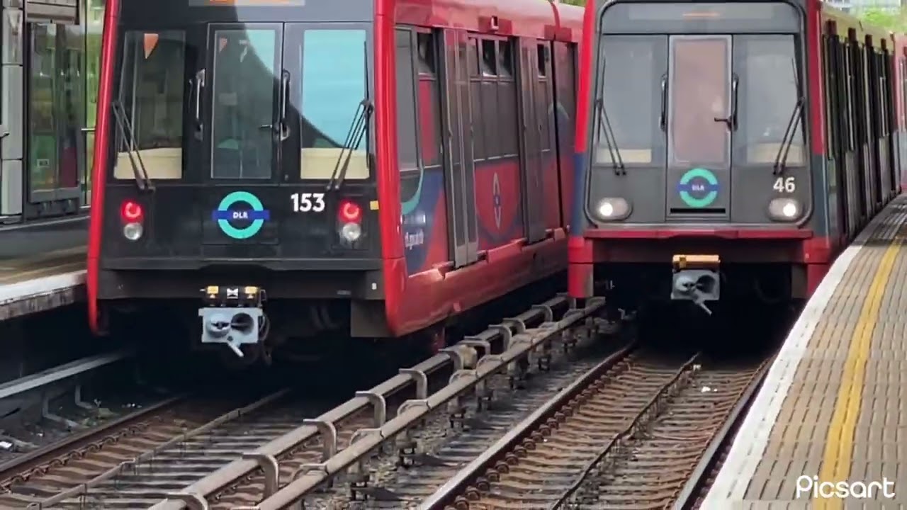 DLR trains at Westferry