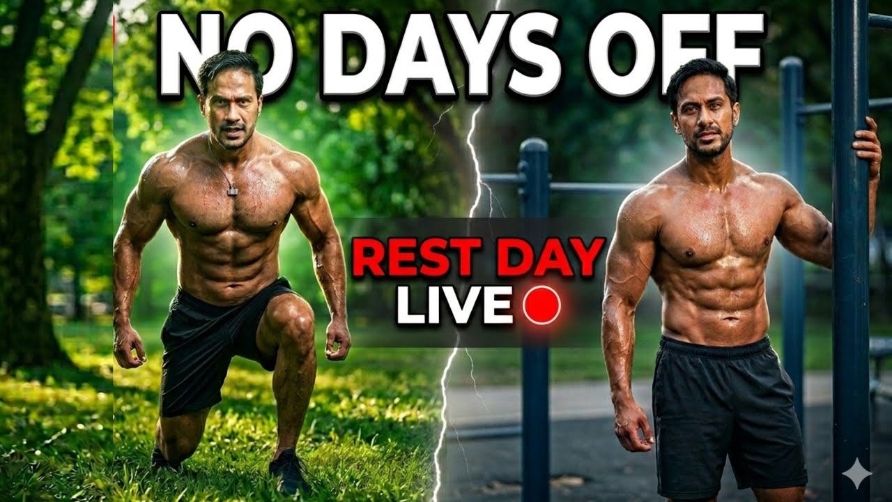 🔴 No Days Off 😤 | Park Rest Day Workout 💪 | Lean Bulk Challenge LIVE 🌳