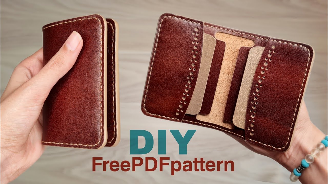 Free Pattern⭕️Leather Card Wallet Tutorial😎✌️آموزش و الگوی رایگان جاکارتی