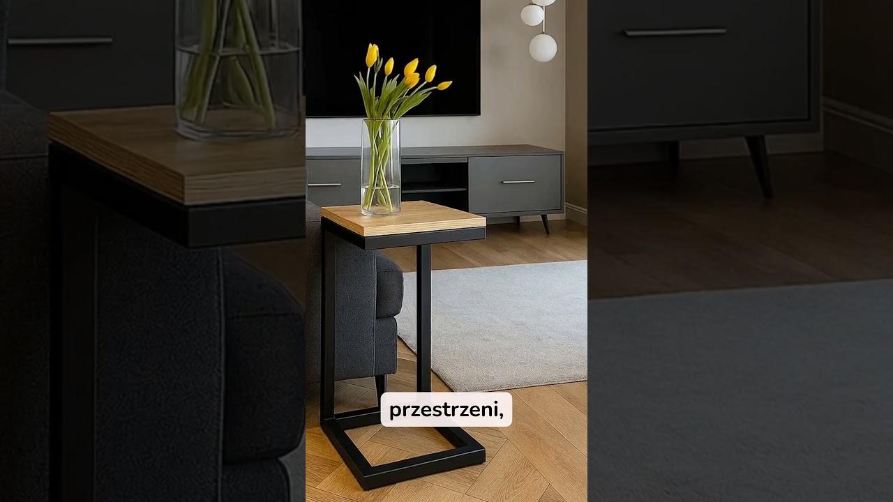 Stolik pomocniczy HELPO – dąb + aluminium, styl & funkcjonalność - ouki.pl