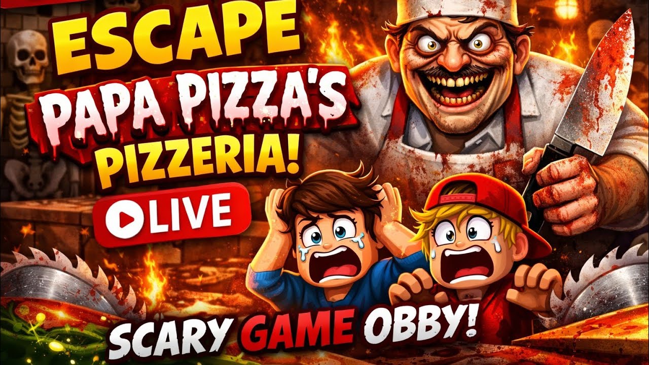 ESCAPING PAPA PIZZA&rsquo;S PIZZERIA 😱 | SCARY ROBLOX OBBY LIVE #roblox #horror #horrorgame #gaming 