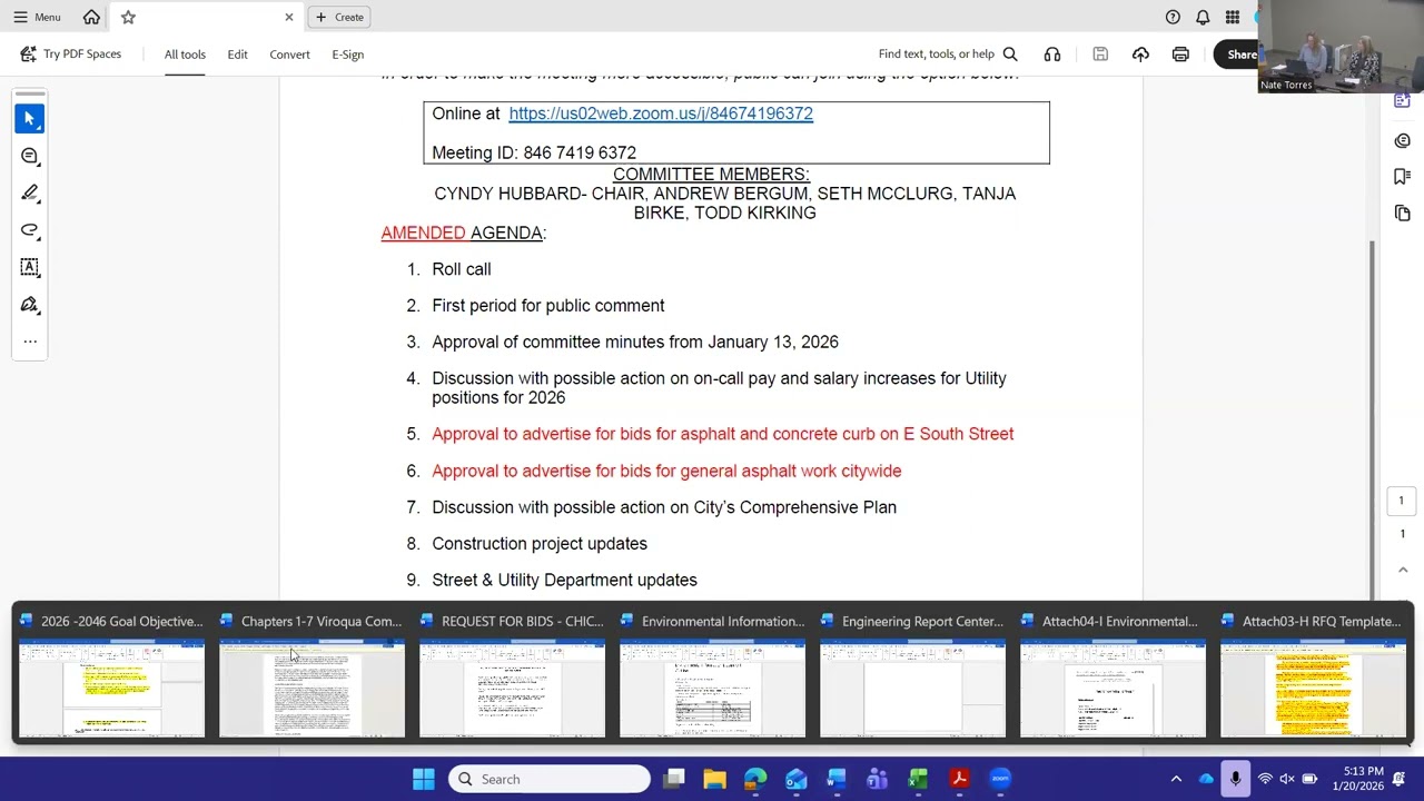 Public Works Committee meeting 1-20-2026