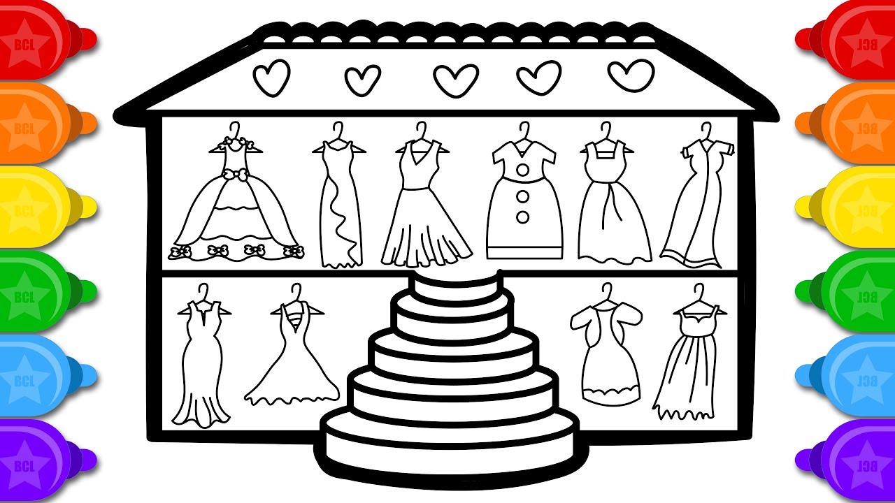 Dress House Coloring and Drawing for Kids | How to draw a Dress House Coloring Page