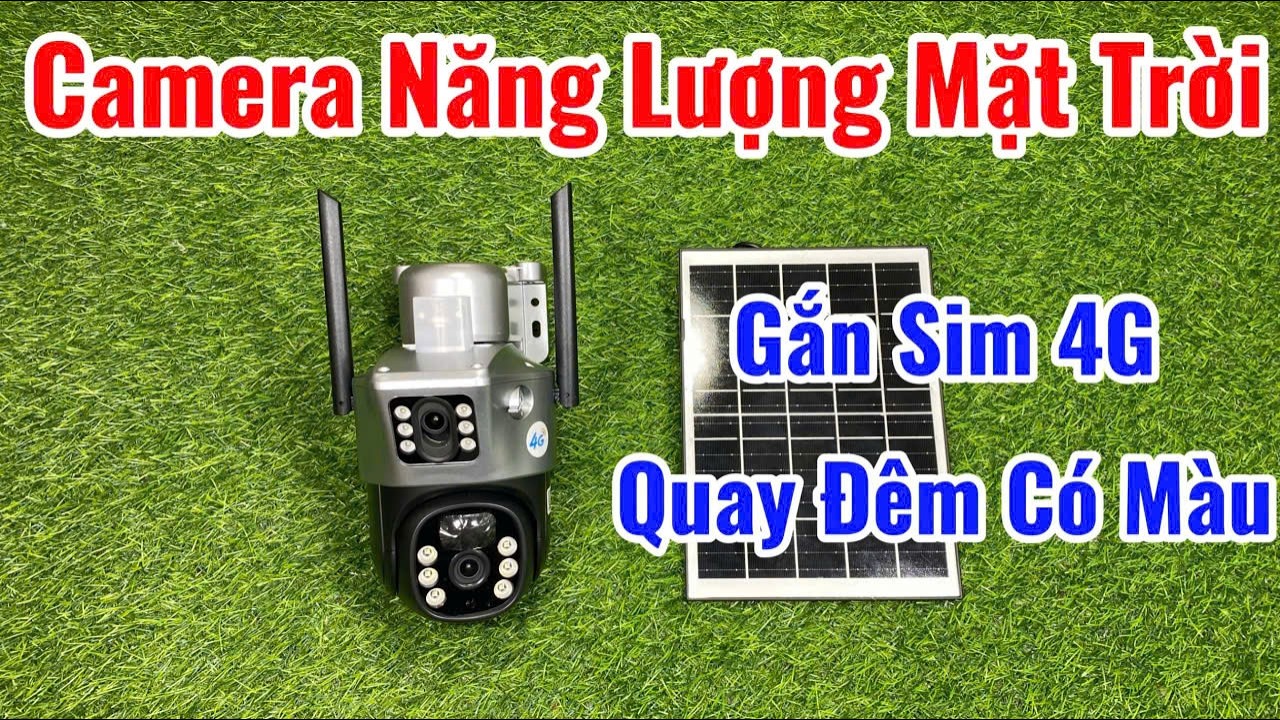 Camera 2 Mắt Không Cần Điện - Xoay 360°, Quay Đêm Có Màu, Giám Sát 24/24 Từ Xa Siêu Nét