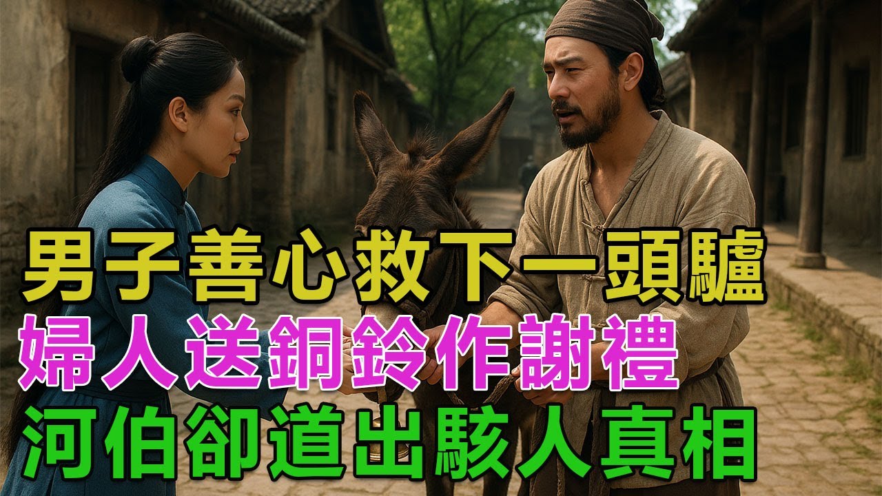 民間故事：男子善心救下一頭驢，婦人送銅鈴作謝禮，河伯卻道出駭人真相