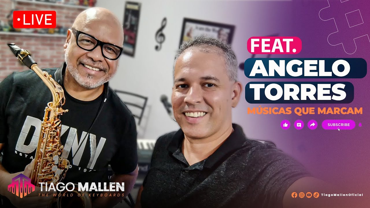 LIVE  TIAGO MALLEN feat. ÂNGELO TORRES (MUSICAS QUE MARCARAM)  SAX 🎷 E  🎹 TECLADO