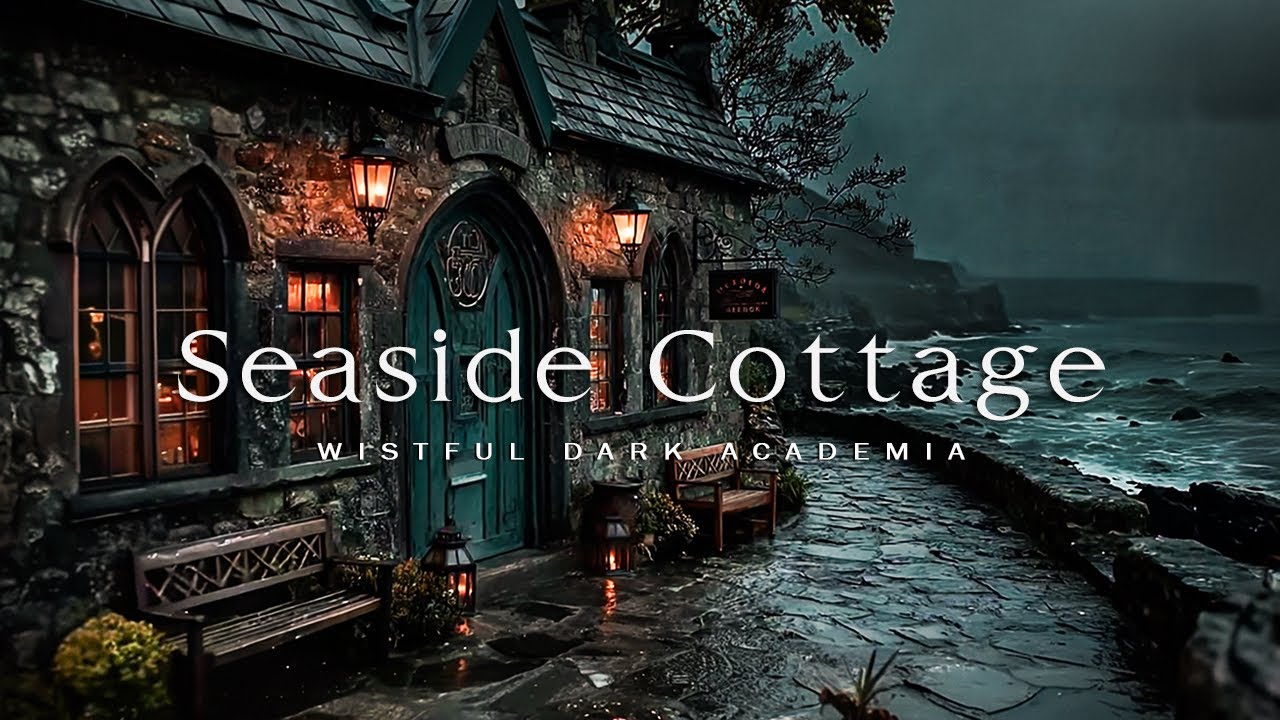 Haunted Gothic Coastal Cottage | Relaxing Seaside with Melancholic Piano | Rainy Dark Academia