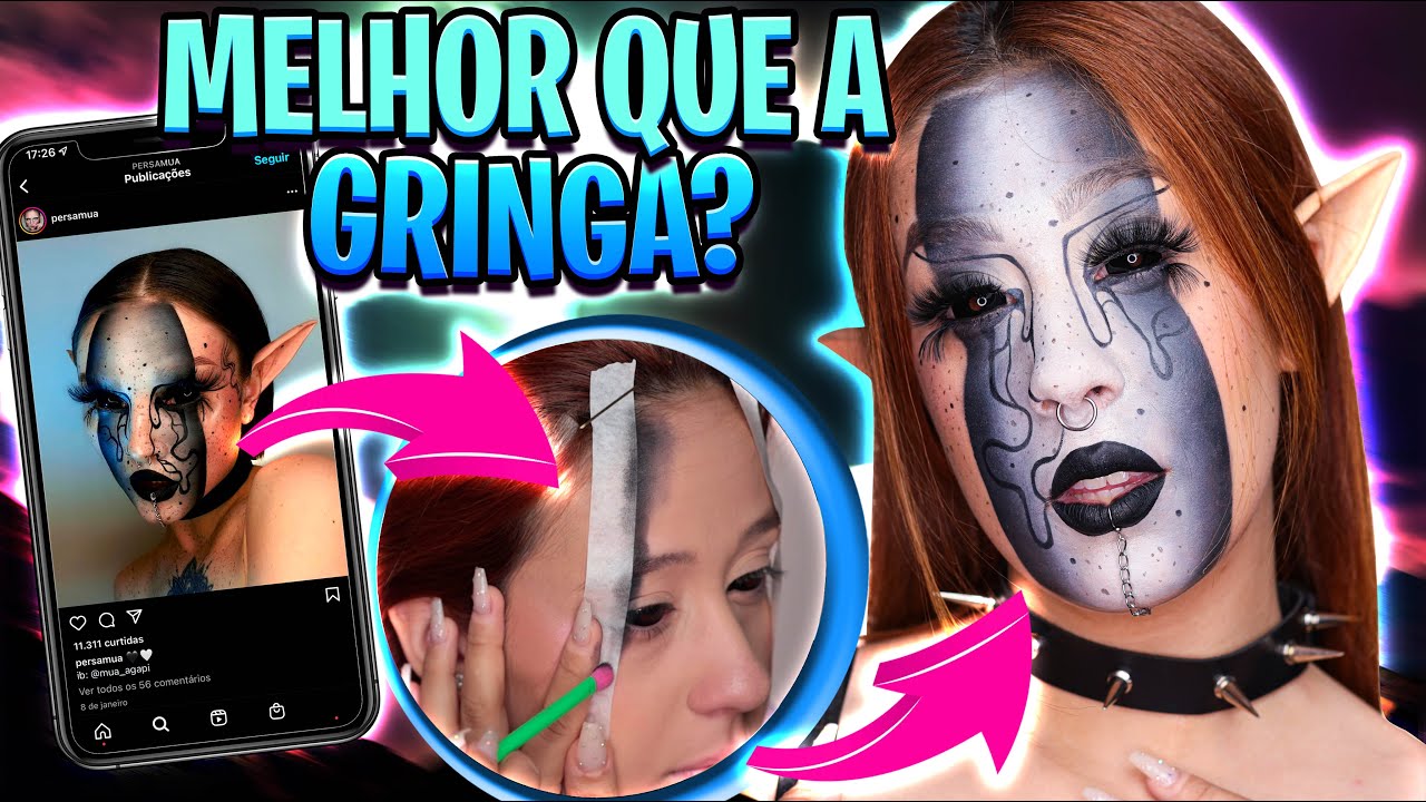 IMITANDO MAKE GRINGA NÍVEL HARD!! Ficou melhor que a da gringa em?