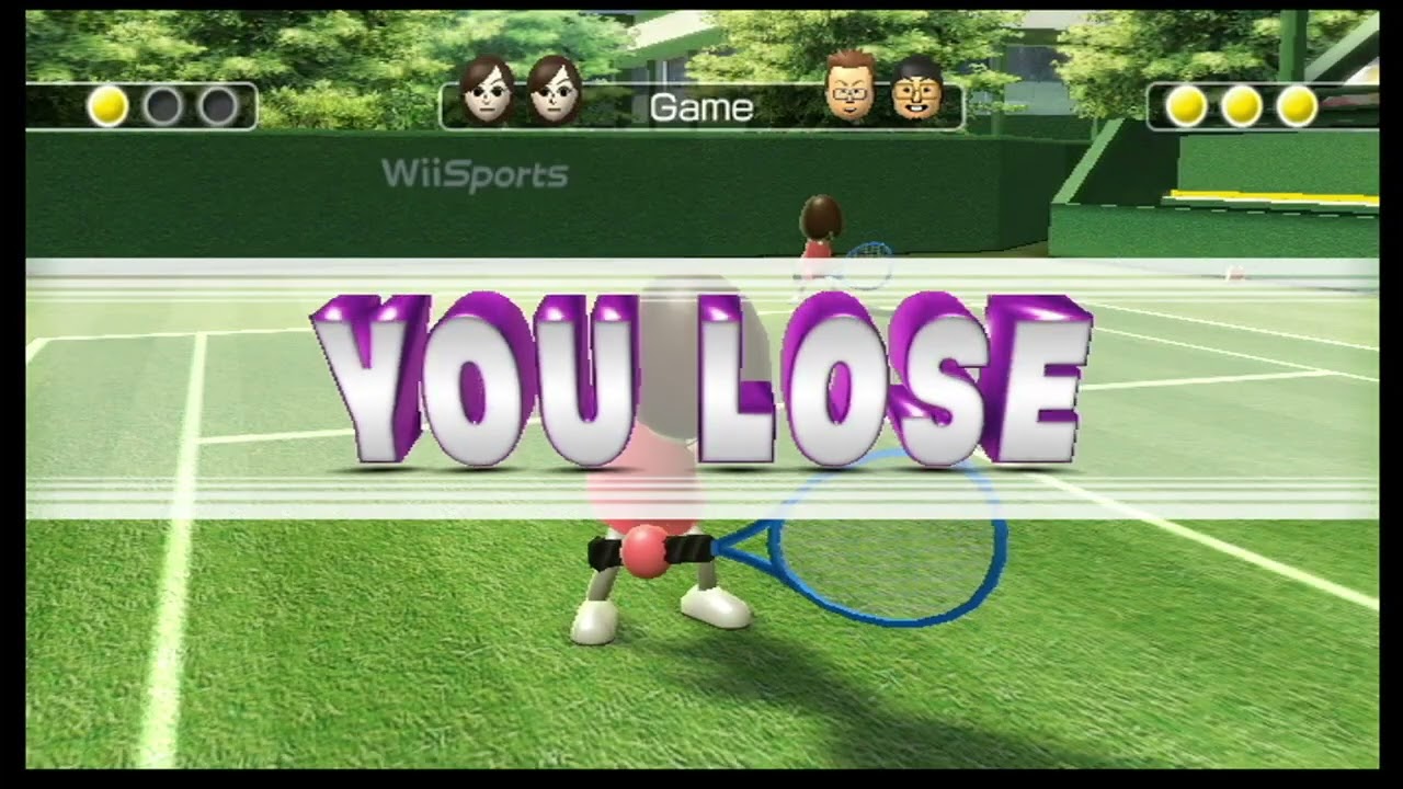 I play Wii sports with my mom TENNIS!!!
