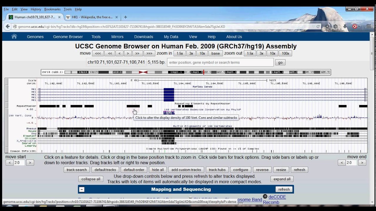 2. UCSC Genome Browser Tutorial: tracks