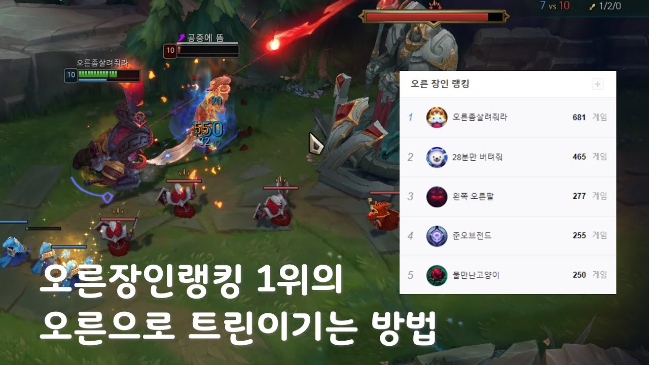 오른장인랭킹 1위의 트린다미어 상대법 및 라인전  꿀팁!
