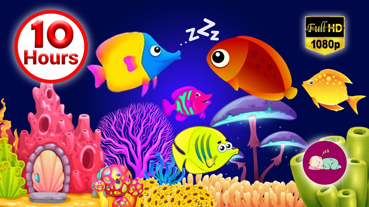 10 hours Baby Lullaby Soothing fishes 🐠🐟 Calming Undersea Animation🪸 Aquarium