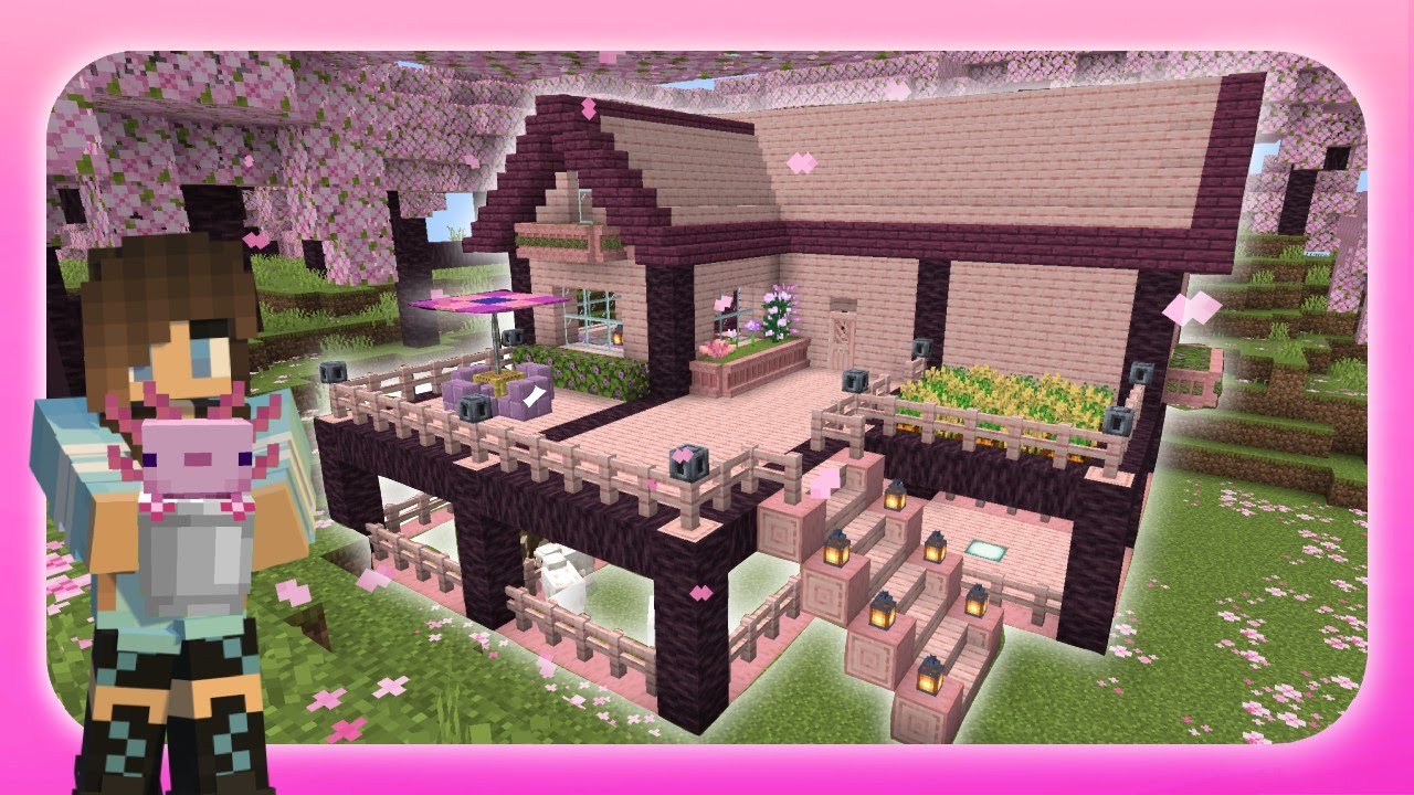 Minecraft Cherry Blossom Farm House [ Tutorial ]
