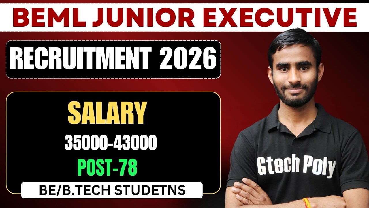 BEML JUNIOR EXECUTIVE | RECRUITMENT 2026 | @gtechpoly