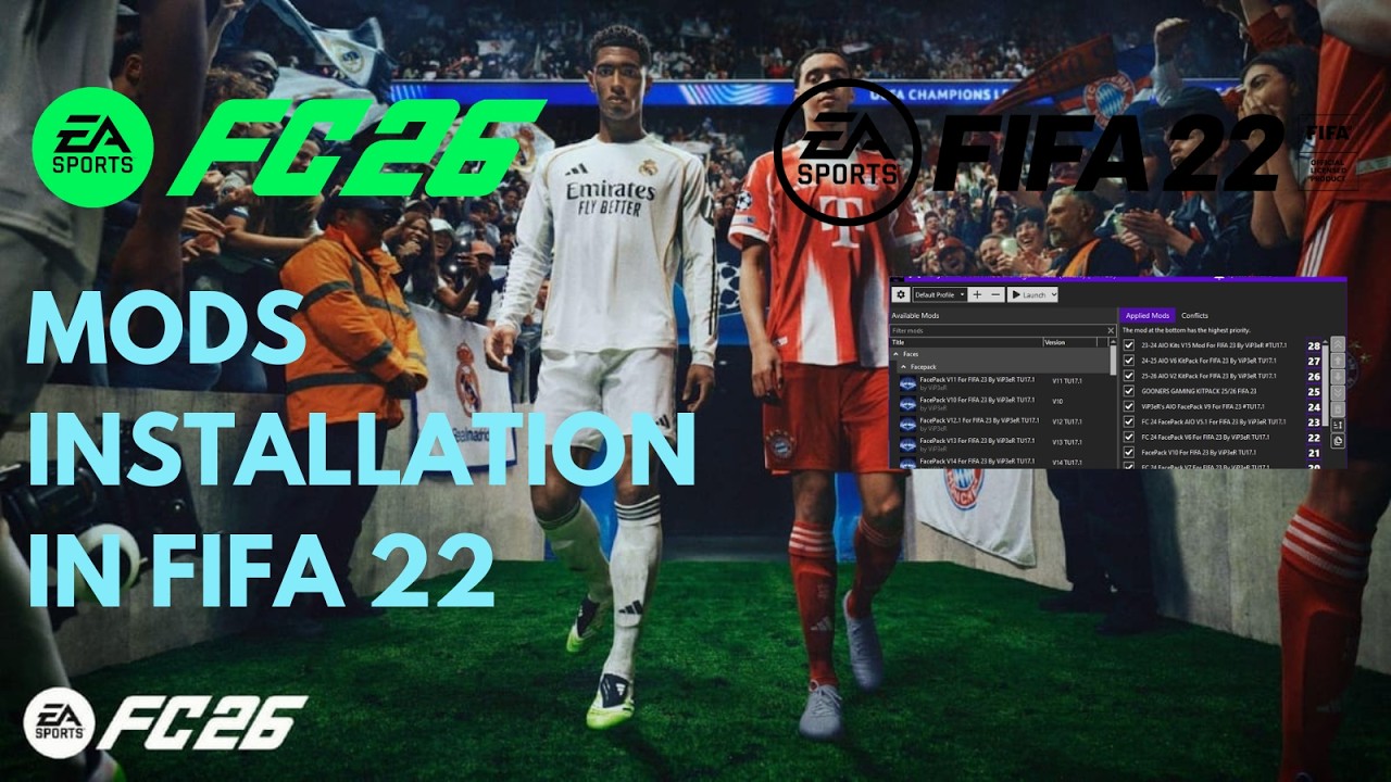 FIFA 22, модифицированная под FIFA 26 | Все в одном патче | Новые комплекты формы, лица, трансфер...