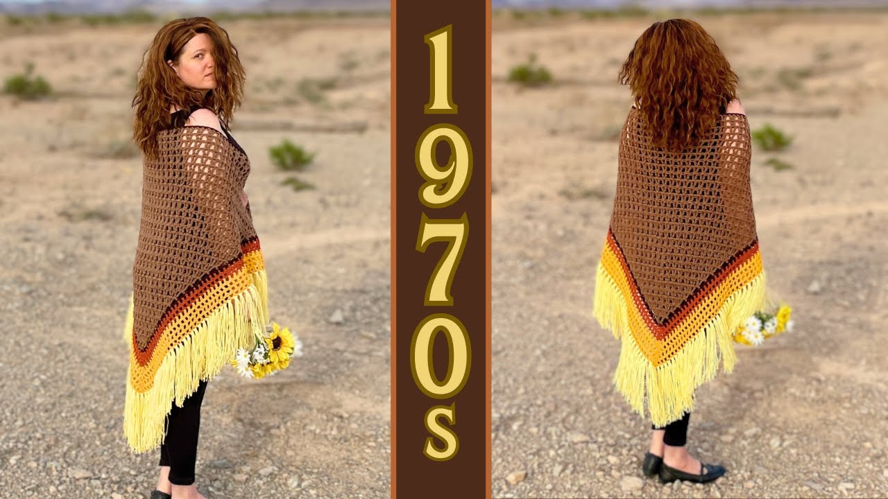 1970s Vintage Crochet Sunflower Shawl