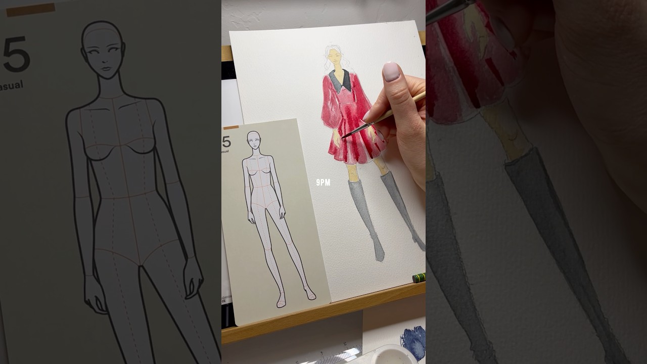 A timestamped fashion school day in my life! ✍🏻🎀🧵🪡 #fashionsketching #fashionschool