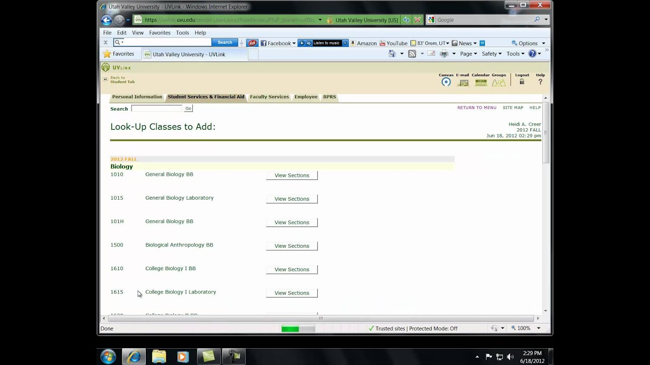 Registering for Classes at Utah Valley University