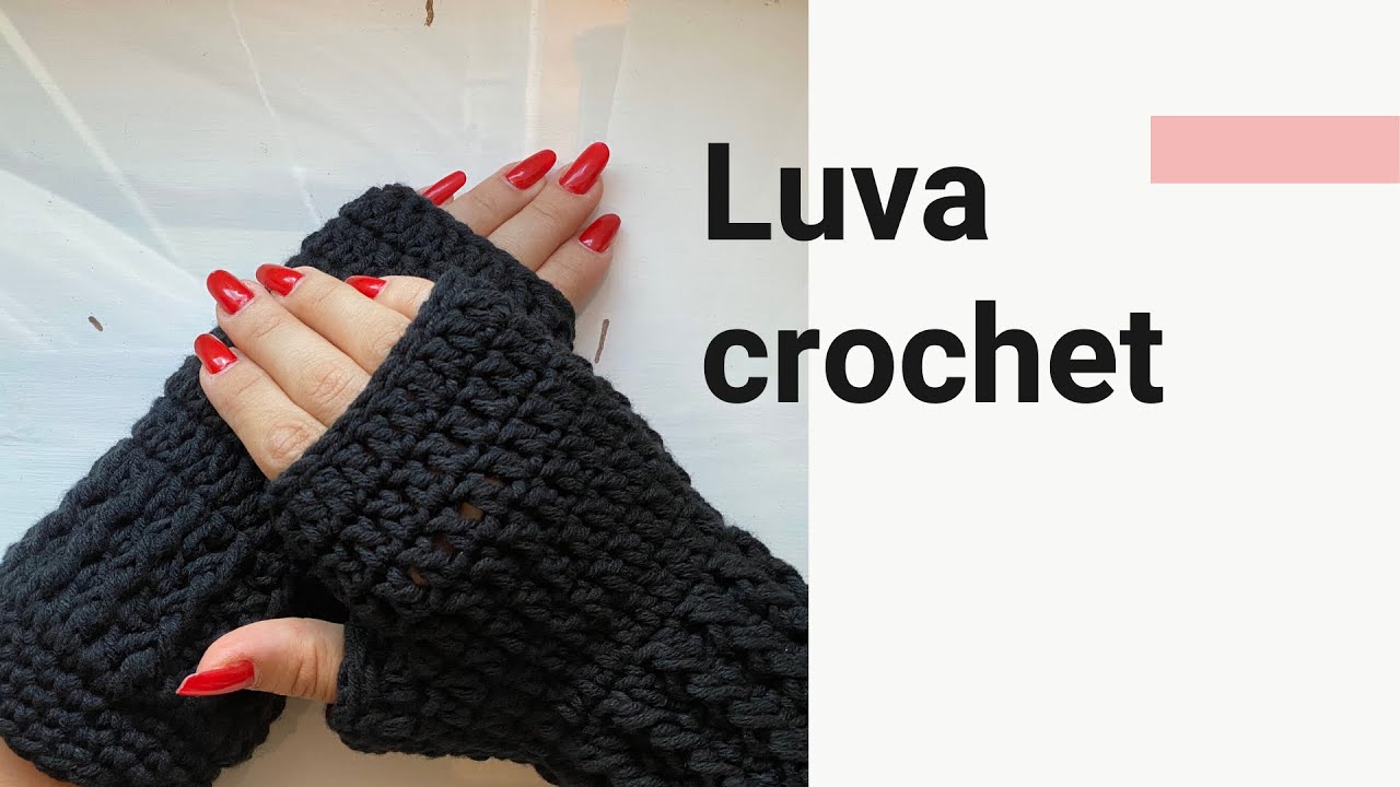Luva sem dedos de crochet