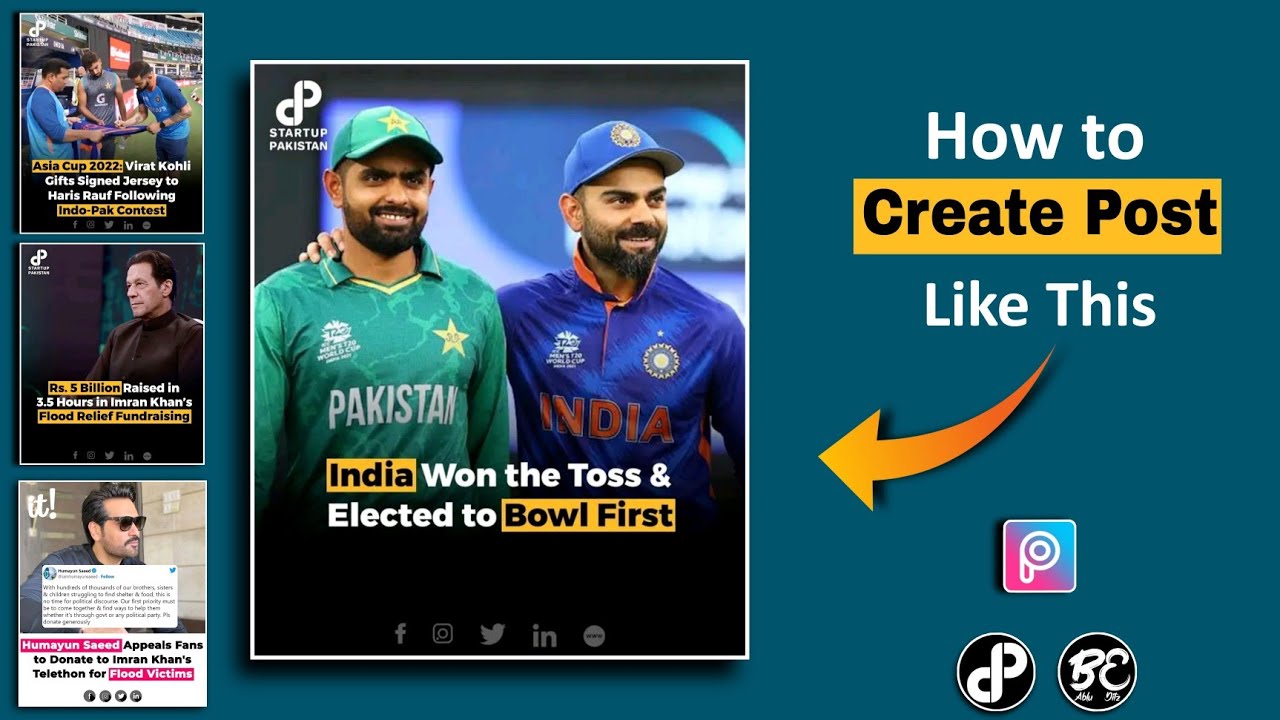 How to Create News Posts for social Media Like StartUp Pakistan in PicsArt || Create Viral Posts