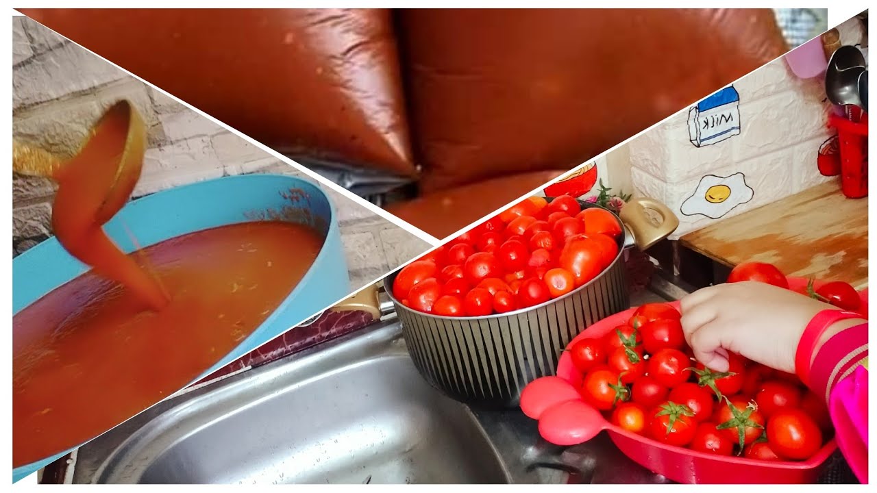 اسهل واسرع طريقه لتخزين الطماطم 🍅هتوفر عليكي وقت فى رمضان🌙