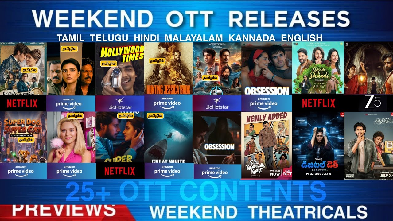 Weekend OTT Releases Final List | 25 OTT contents In Tamil Telugu Hindi & Dubs | Previews | New OTT