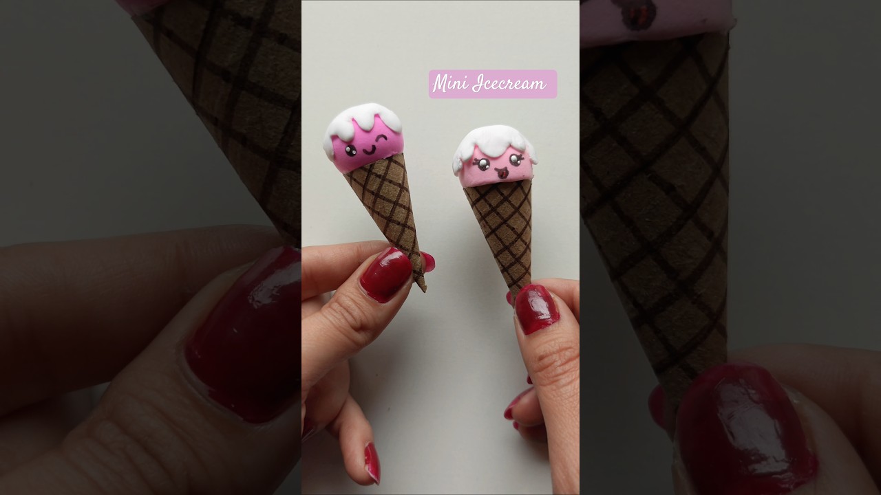 Make ICE CREAM CONE Masterpiece with Clay and Paper! #airdryclay #claycraft #miniaturecrafts