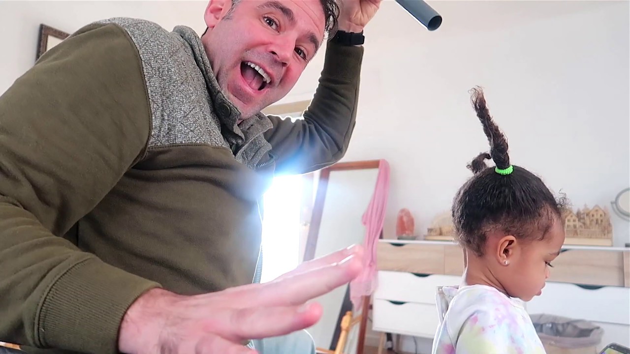 Dad Uses Vacuum to Give Daughter Perfect Pigtails Ponytail, Advanced Method!