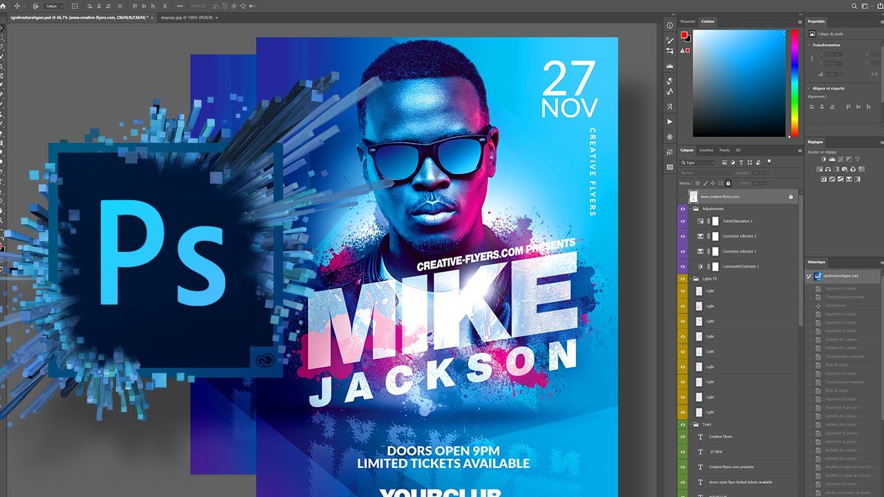 Design an Music Party Flyer Template | Poster in Photoshop [Nightclub]