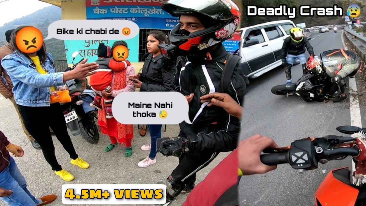 Road Rage with Girls😡😰| R15 v3 Deadly crash 😰 | Dhanolti ride part - 2 #roadrage #accident #fight