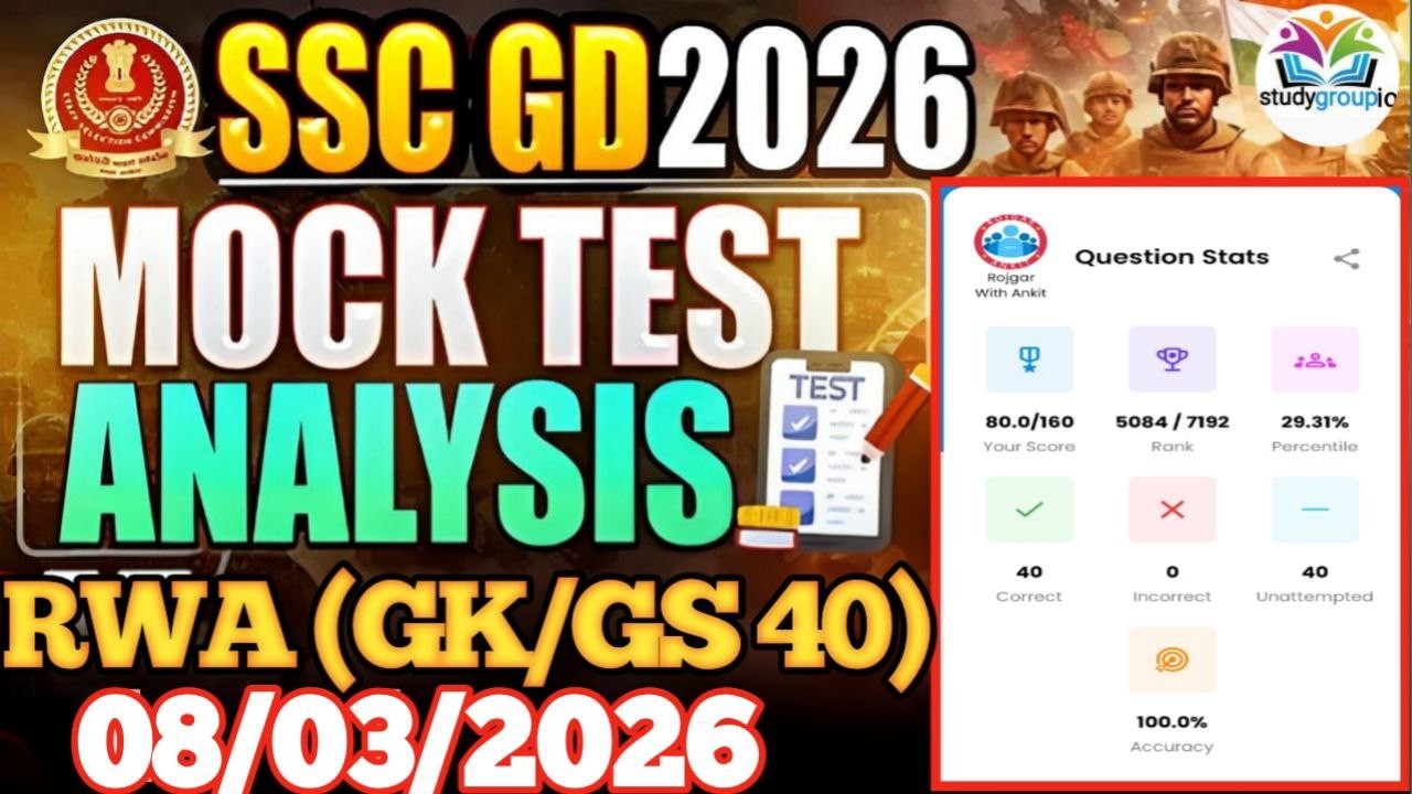 Rojgar With Ankit SSC GD | 08-03-2026 | Gk/ Gs| Weekly Mock Test Solution By Sachin Sir #rwamocktest
