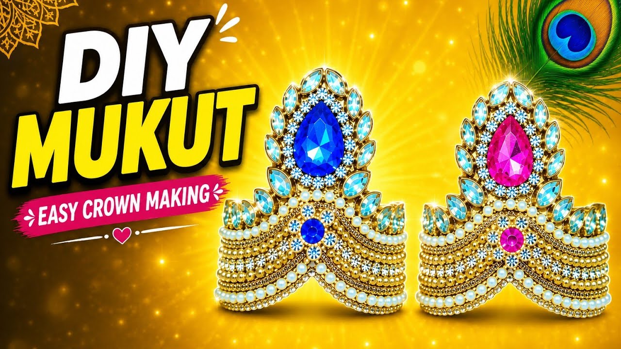 How to make mukut/crown for Radha Krishna,Yugal sarkar,mata rani