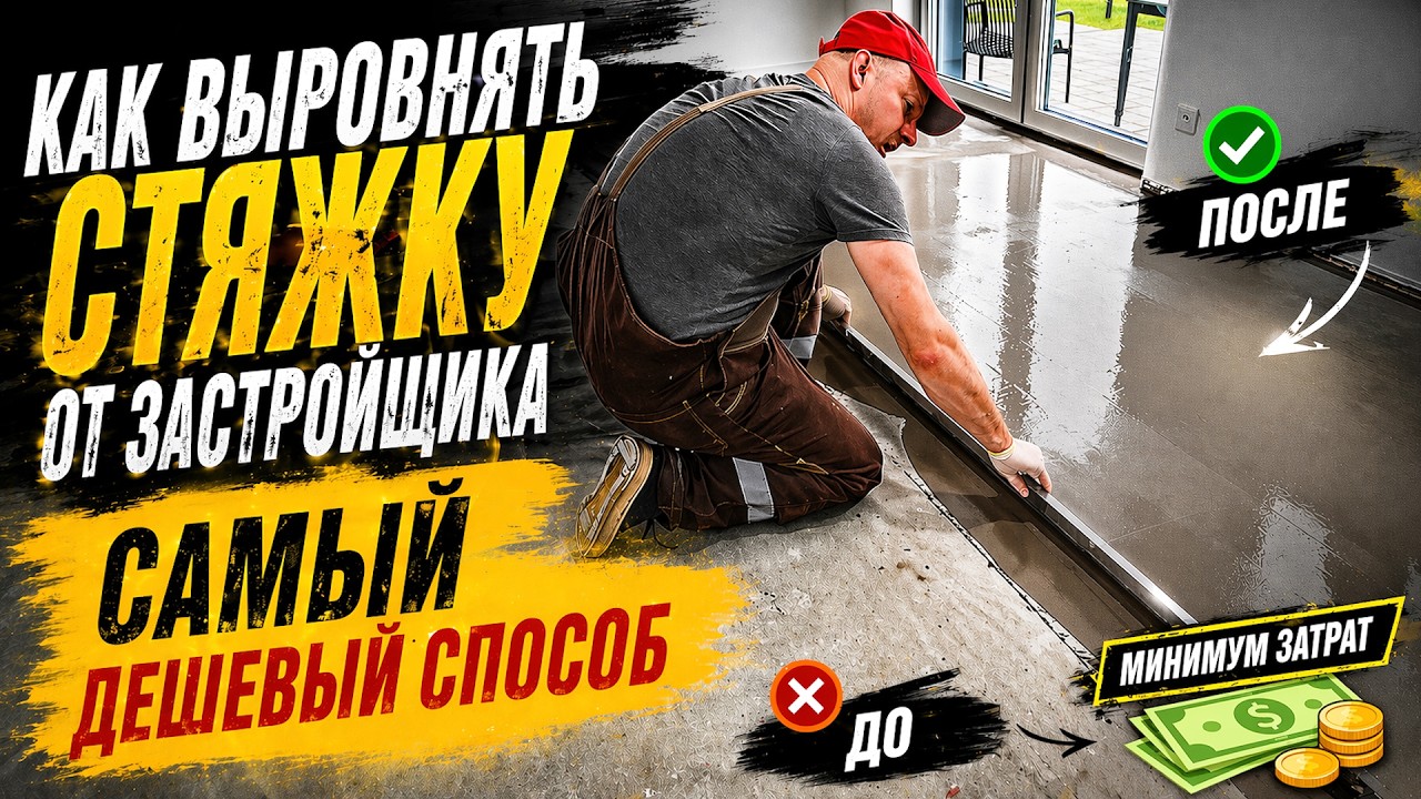 Как выровнять СТЯЖКУ от застройщика? Самый ДЕШЕВЫЙ способ. #2