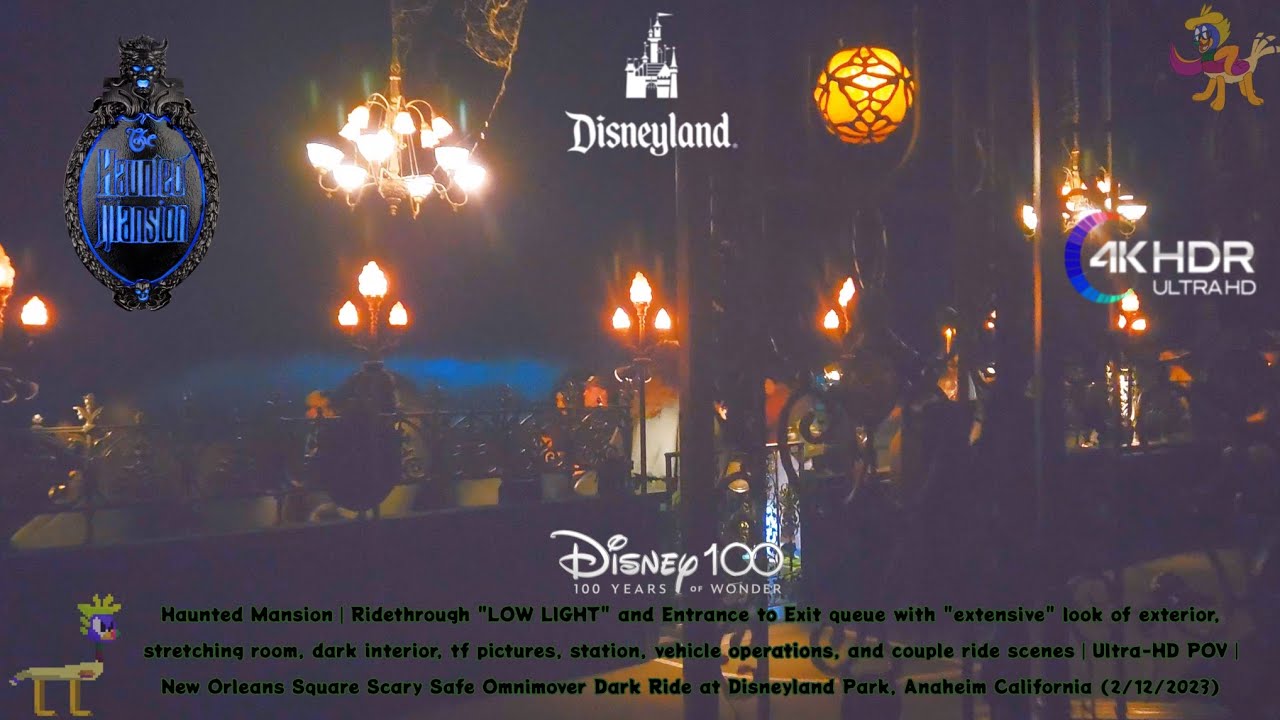 Haunted Mansion On-Ride and Entrance to Exit queue POV, Scary Omnimover Ride at Disneyland Park 2023