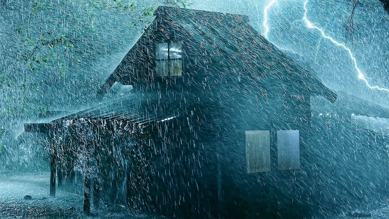 Powerful Thunderstorm Rain for Sleeping, Relaxing⚡Heavy Hurricane Rain, Intense Thunder & Storm Wind