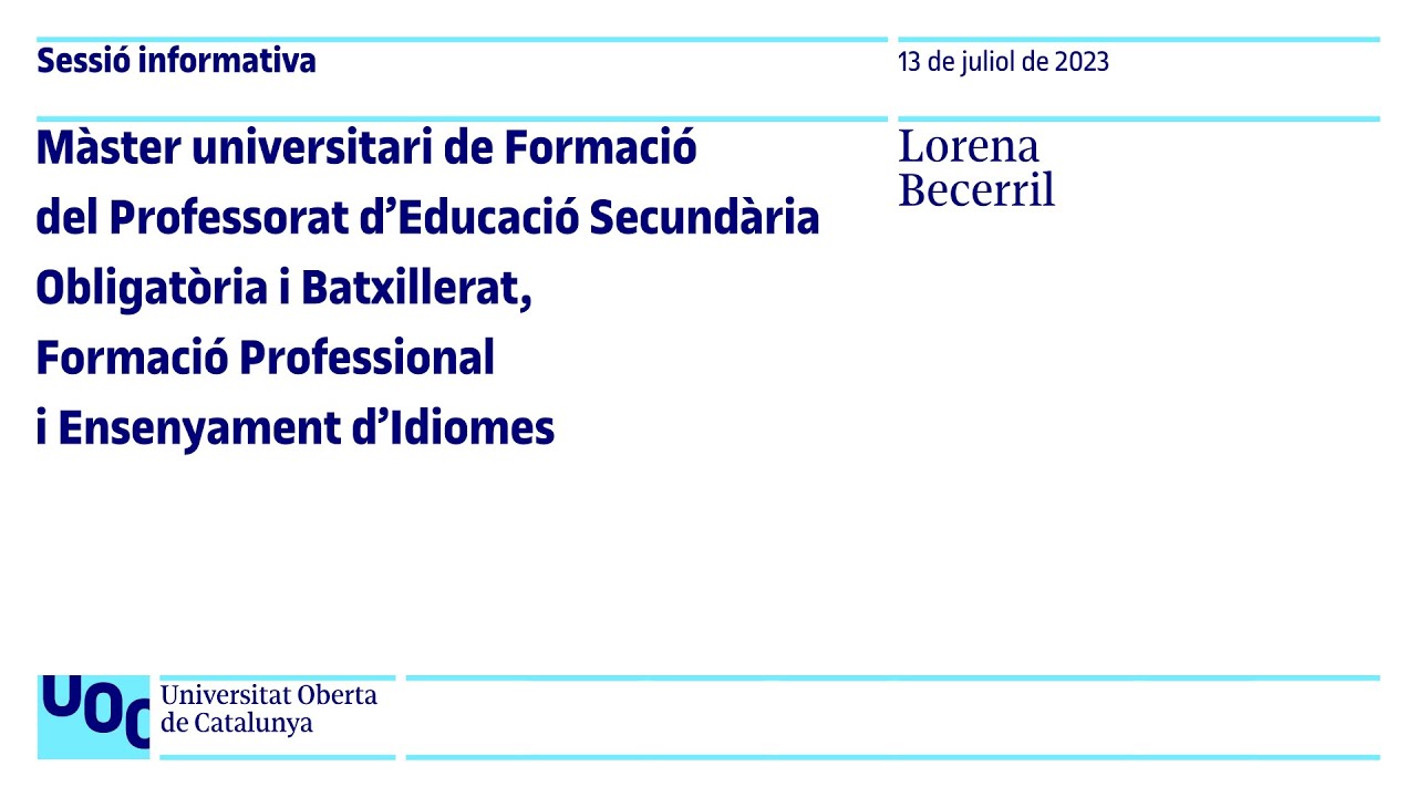 Màster de Formació del Professorat d’ESO, Batxillerat, FP i Ensenyament d’Idiomes de la UOC