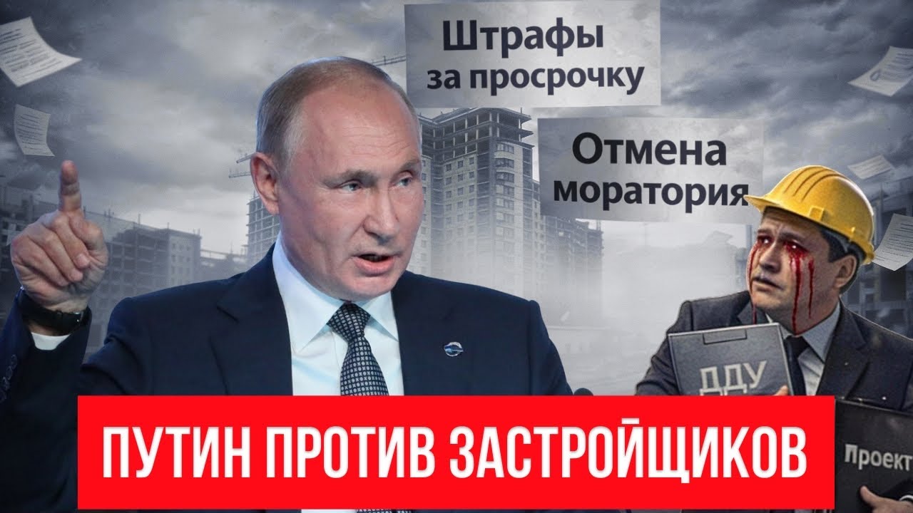 ПУТИН ЗАПРЕТИЛ ЗАСТРОЙЩИКАМ НЕ СДАВАТЬ ВОВРЕМЯ