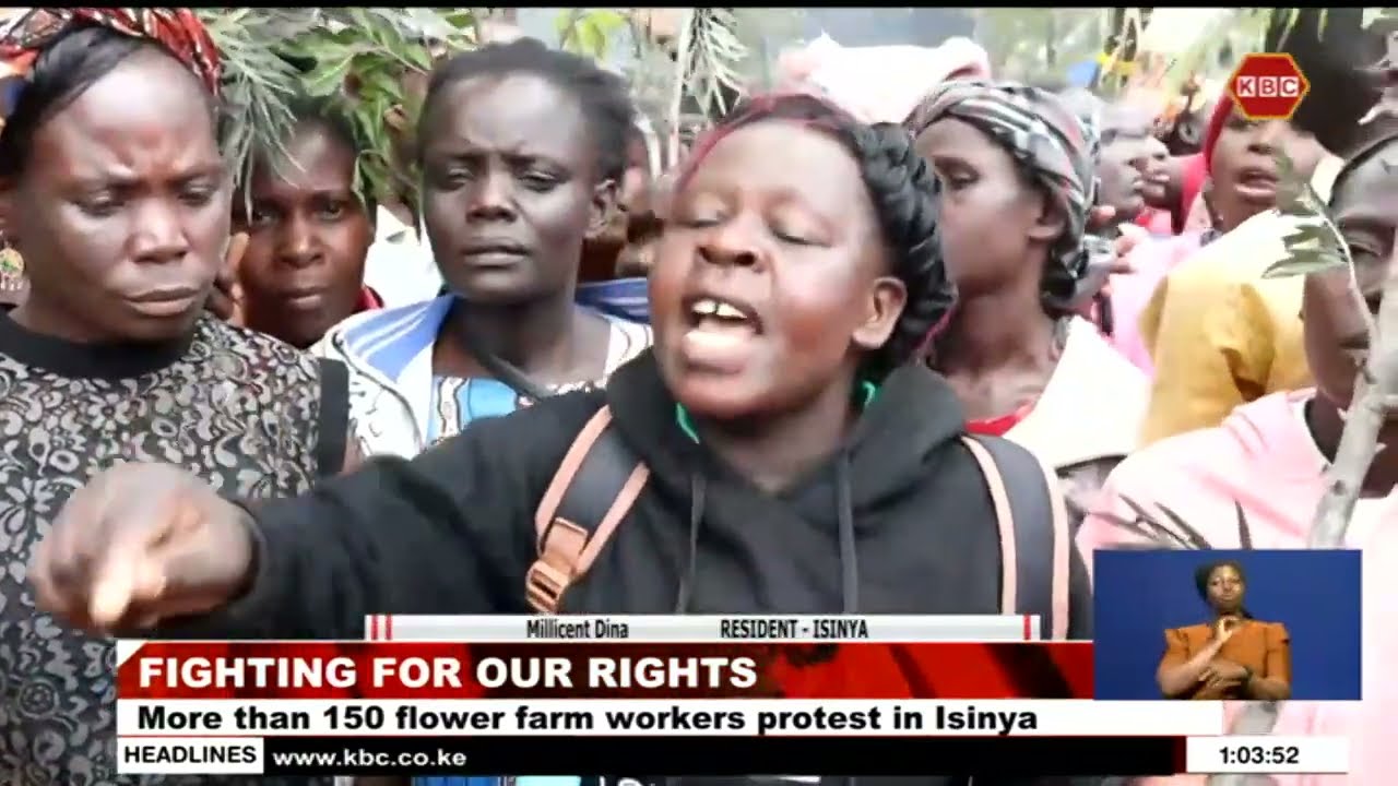 More than 150 flower farm workers protest in Isinya