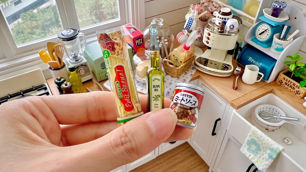 Mini Food Cooking Spaghetti Bolognese | Re-Ment Dollhouse Kitchen | Toy Miniature Food Cooking ASMR