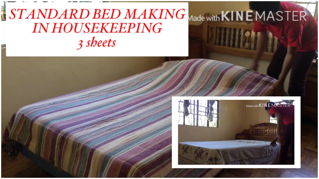 Standard bed making in housekeeping (3 sheets under 9 minutes)