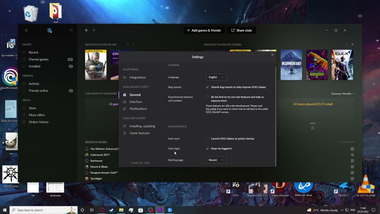 Gog Galaxy 2022 - How To Enable Auto Login