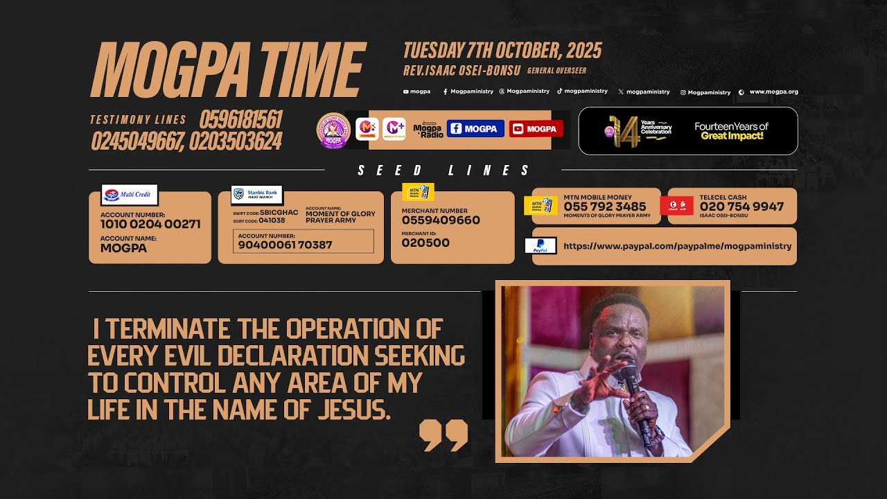 TAKE CHARGE OF YOUR DESTINY || MOGPA TIME WITH REV O B || 07 - 10 - 2025
