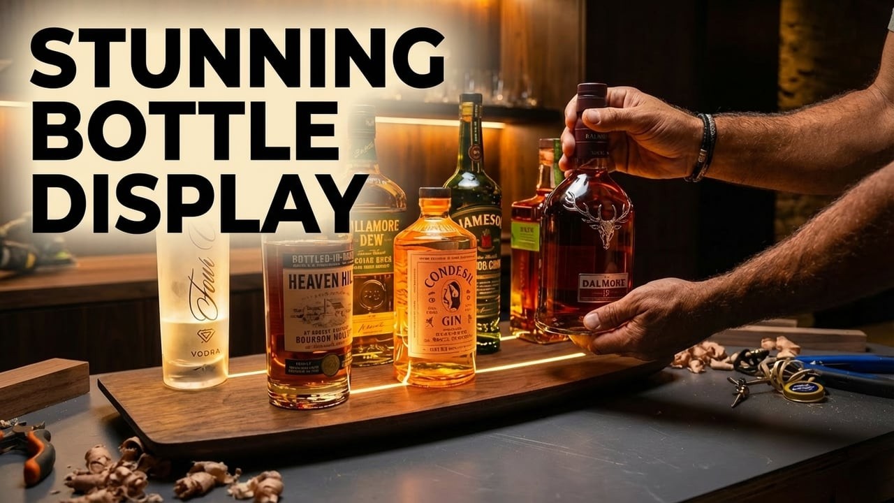 I Built a Glowing Bar Display from Solid Wood (LED Bottle Shelf Build)